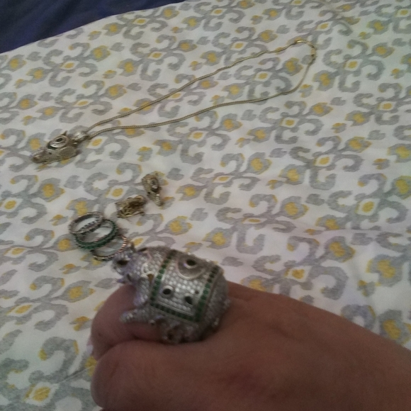 Set of good Luck elephant and all sterling silver shubby chic retro style, 8pcs. - Picture 3 of 6